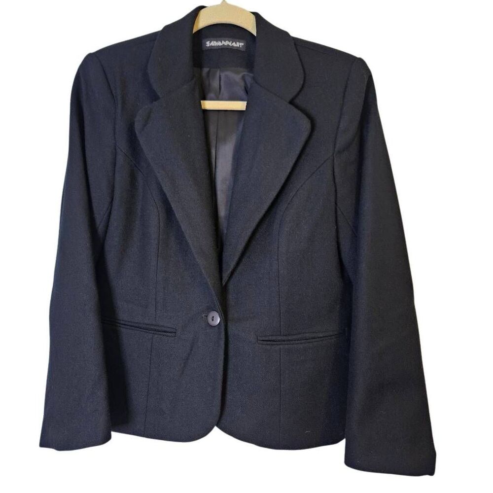 Vintage Savannah black wool blazer. Size 4.